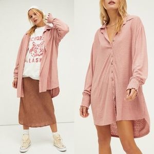 Free People Shirt Dress in Blush XS